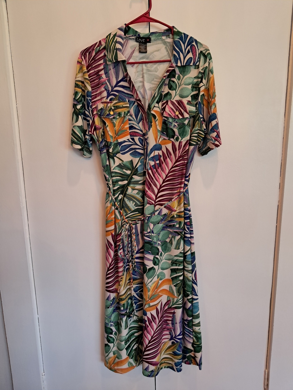 Love Multicolor Tropical Leaf Midi Dress